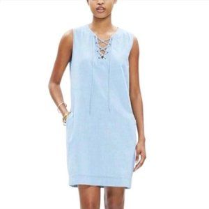 MADEWELL | Chambray Lace-Up Sleeveless Dress | Size XXS